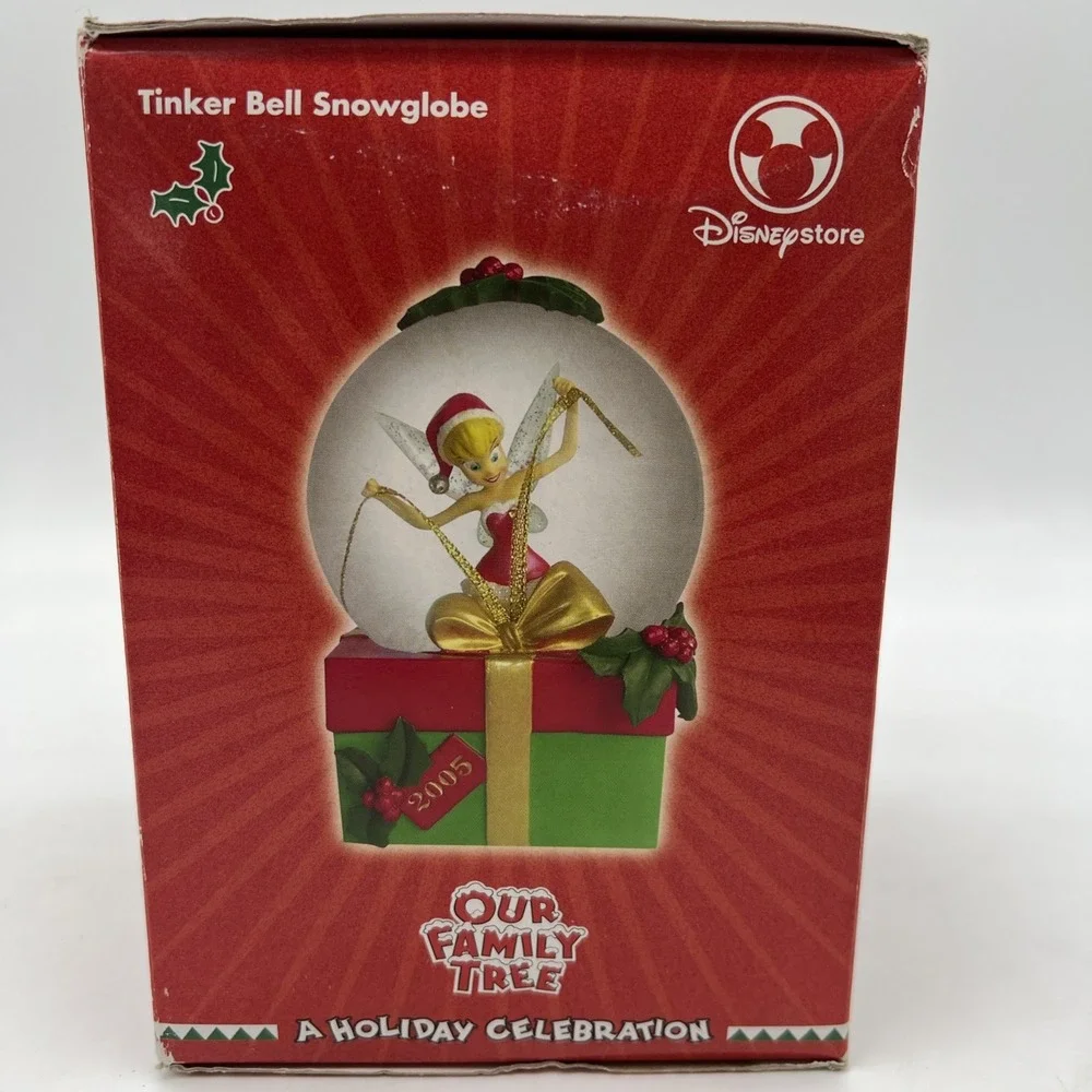 2005 Disneystore Our Family Tree Tinker Bell Snow Globe Vintage Christmas Decor